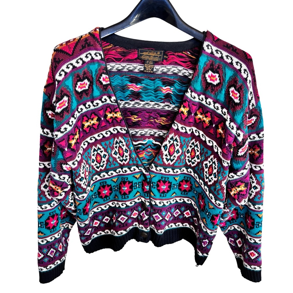 Vintage Eddie Bauer Heavy Patterned Sweater Sz M